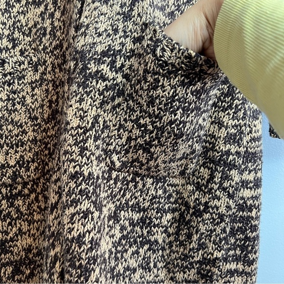 J Crew Brown Black Mix Cardigan Longline Sailor Collar Sz M Thick Warm Basic - Picture 3 of 9